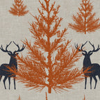 Christmas Trees and Deer, Faux Linen, Pattern, Beige, Terracotta and Blue Coffee Mug Gallery Image 2