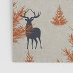 Christmas Trees and Deer, Faux Linen, Pattern, Beige, Terracotta and Blue Poster Gallery Image 3