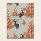 Christmas Trees and Deer, Faux Linen, Pattern, Beige, Terracotta and Blue Notebook Gallery Image 4