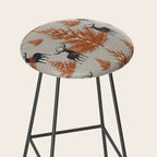 Christmas Trees and Deer, Faux Linen, Pattern, Beige, Terracotta and Blue Stool Gallery Image 2