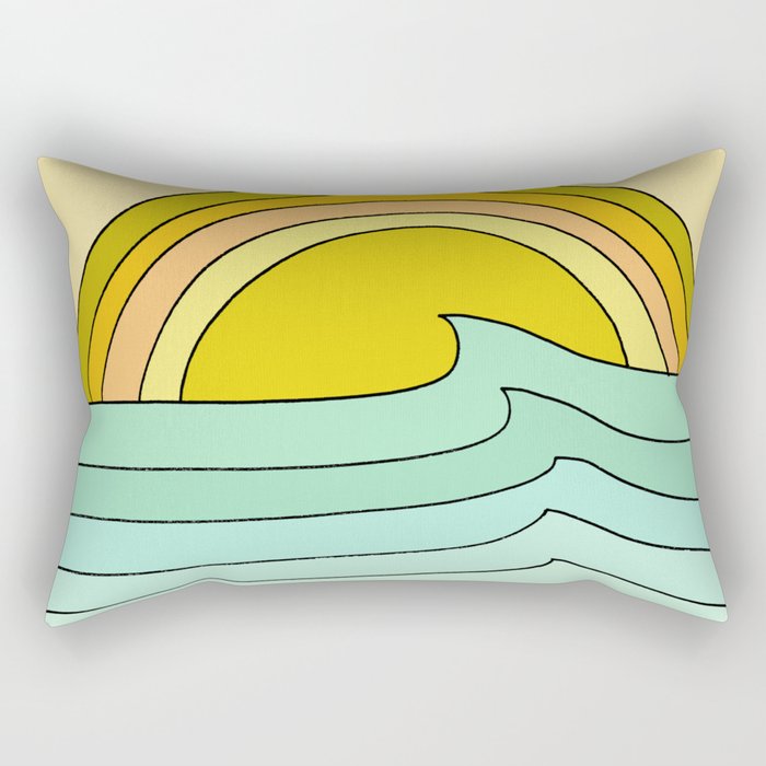 ride rainbows // retro surf soul // art by surfy birdy Rectangular Pillow Gallery Image 2