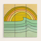 ride rainbows // retro surf soul // art by surfy birdy Wood Wall Art Gallery Image 1