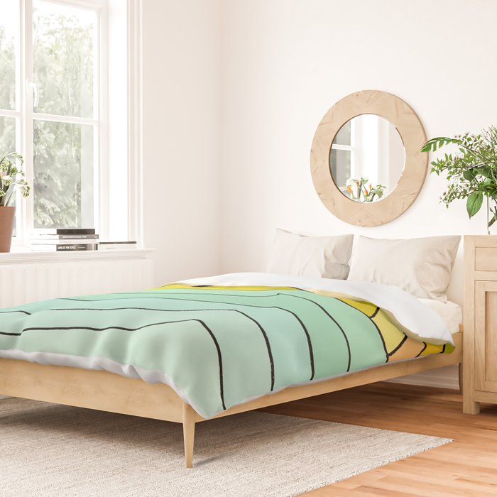 ride rainbows // retro surf soul // art by surfy birdy Duvet Cover Gallery Image 2