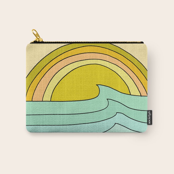 ride rainbows // retro surf soul // art by surfy birdy Carry All Pouch Gallery Image 1