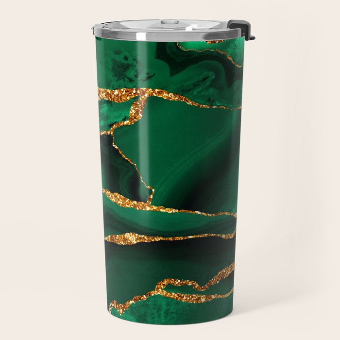 Abstract Green And Gold Emerald Marble Landscape  Travel Mug Gallery Image 2