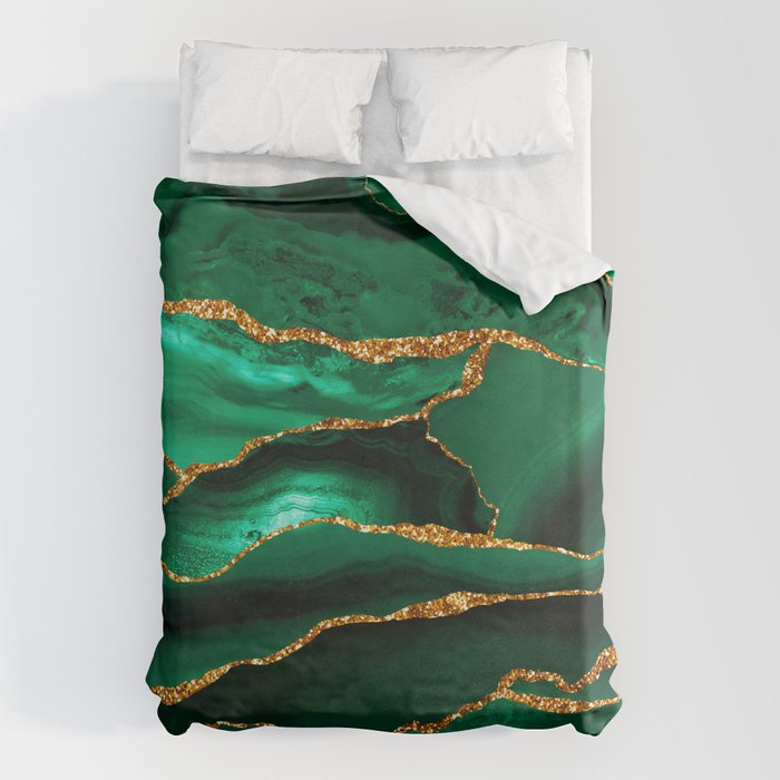 Abstract Green And Gold Emerald Marble Landscape  Duvet Cover Gallery Image 1
