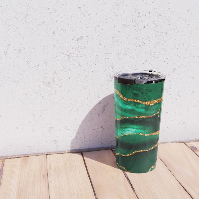 Abstract Green And Gold Emerald Marble Landscape  Travel Mug Gallery Image 4