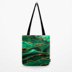 Abstract Green And Gold Emerald Marble Landscape  Tote Bag Gallery Image 2