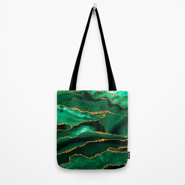 Abstract Green And Gold Emerald Marble Landscape  Tote Bag Gallery Image 2