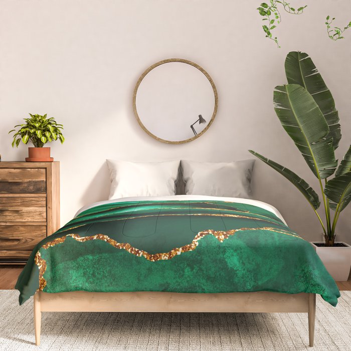 Abstract Green And Gold Emerald Marble Landscape  Comforter Gallery Image 3