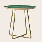 Abstract Green And Gold Emerald Marble Landscape  Side Table Gallery Image 1