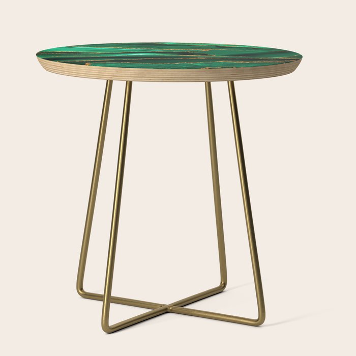 Abstract Green And Gold Emerald Marble Landscape  Side Table Gallery Image 1