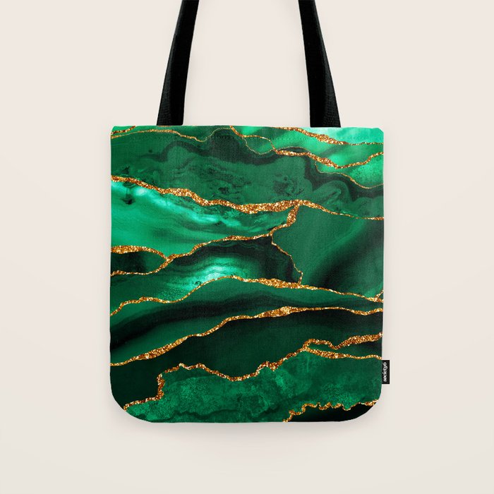 Abstract Green And Gold Emerald Marble Landscape  Tote Bag Gallery Image 1
