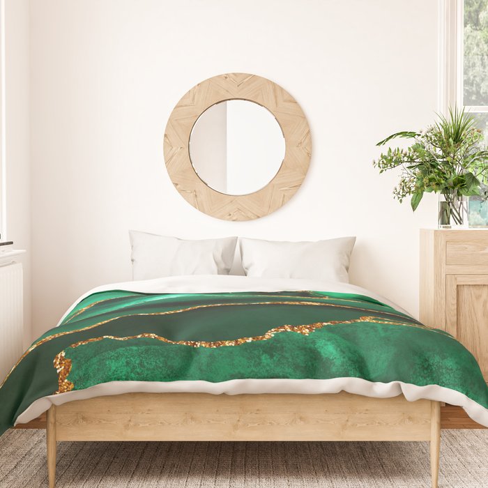 Abstract Green And Gold Emerald Marble Landscape  Duvet Cover Gallery Image 3