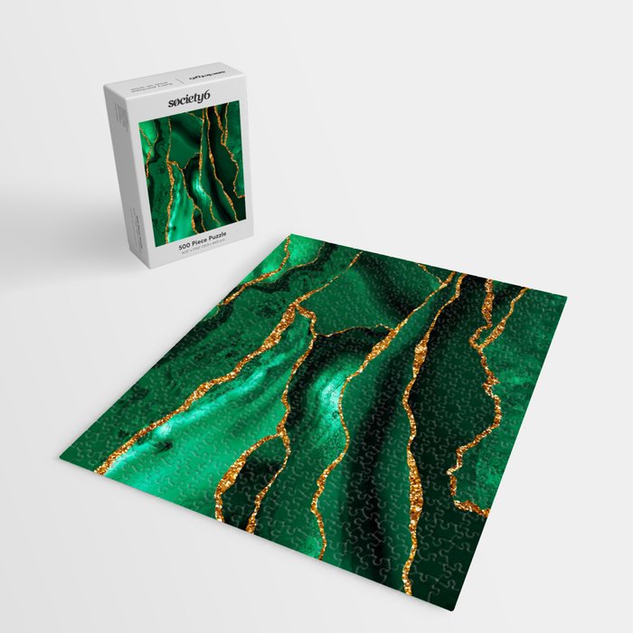 Abstract Green And Gold Emerald Marble Landscape  Jigsaw Puzzle Gallery Image 2