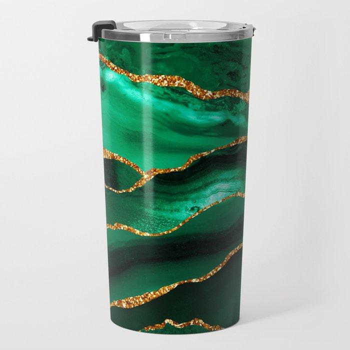 Abstract Green And Gold Emerald Marble Landscape  Travel Mug Gallery Image 3