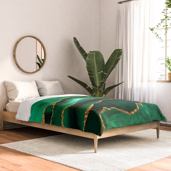 Abstract Green And Gold Emerald Marble Landscape  Comforter Gallery Image 2
