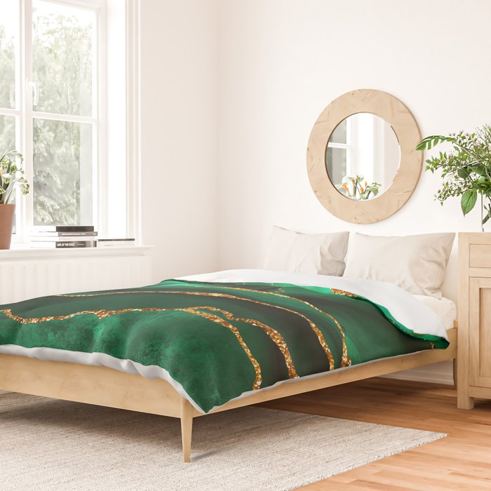 Abstract Green And Gold Emerald Marble Landscape  Duvet Cover Gallery Image 2