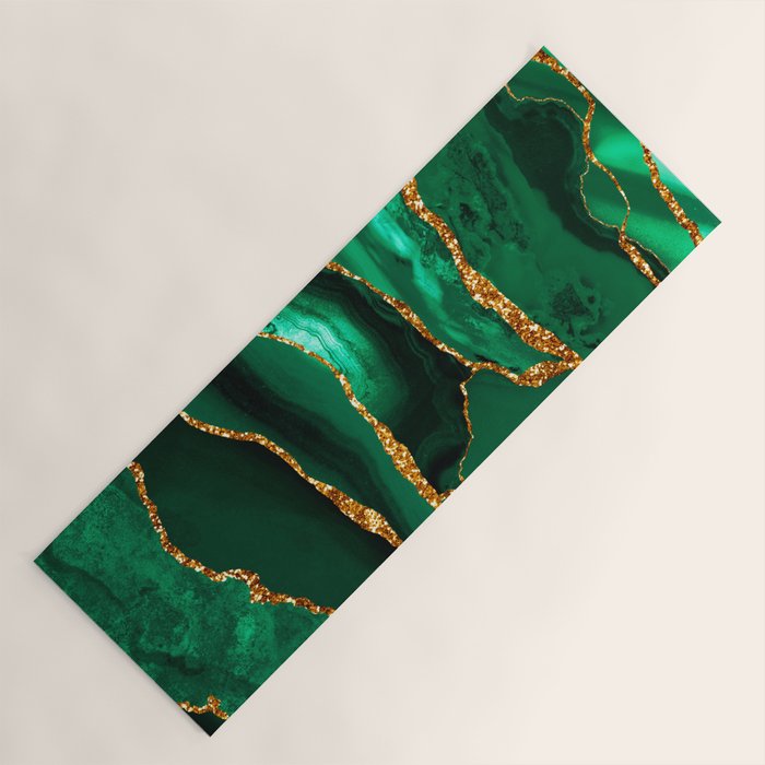Abstract Green And Gold Emerald Marble Landscape  Yoga Mat Gallery Image 1