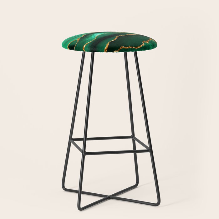 Abstract Green And Gold Emerald Marble Landscape  Stool Gallery Image 1