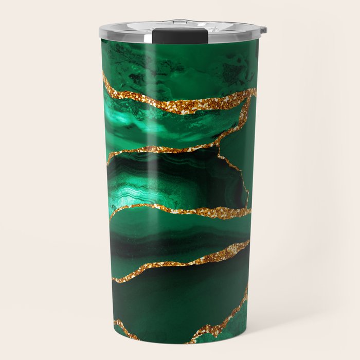 Abstract Green And Gold Emerald Marble Landscape  Travel Mug Gallery Image 1