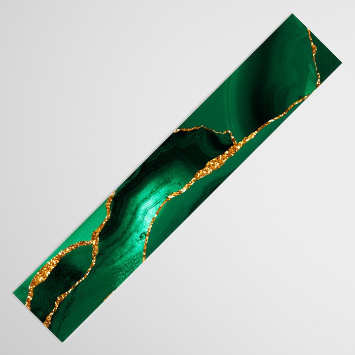 Abstract Green And Gold Emerald Marble Landscape  Table Runner Gallery Image 3