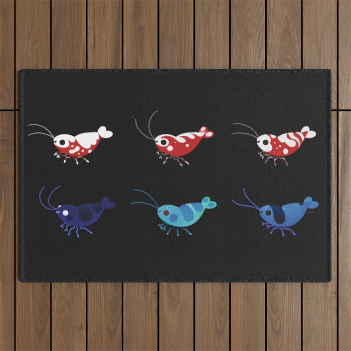 Red and blue shrimp Outdoor Rug Gallery Image 1