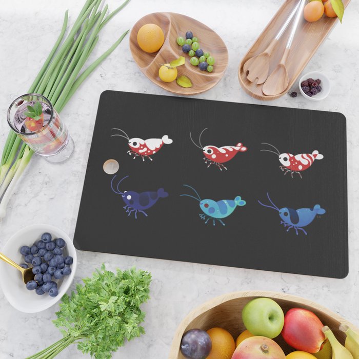 Red and blue shrimp Cutting Board Gallery Image 2