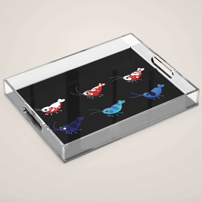Red and blue shrimp Acrylic Tray Gallery Image 1