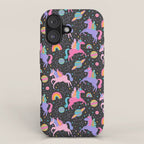 Space Unicorns - Neon Rainbow on Black iPhone Case Gallery Image 1