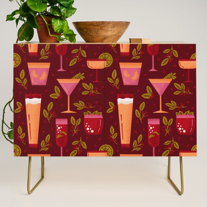 Holiday Drinks Pattern Credenza Gallery Image 1