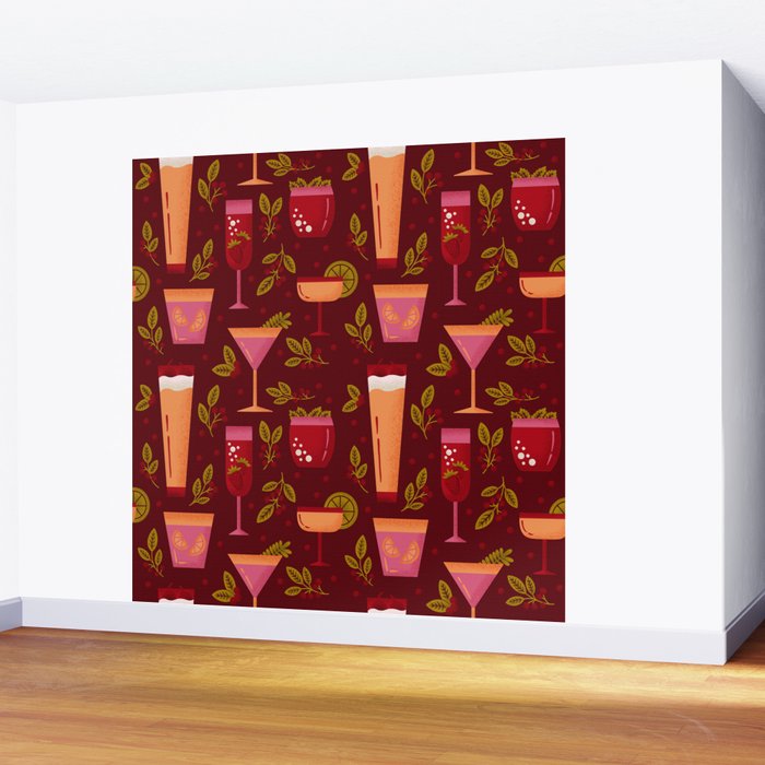 Holiday Drinks Pattern Wall Mural Gallery Image 2