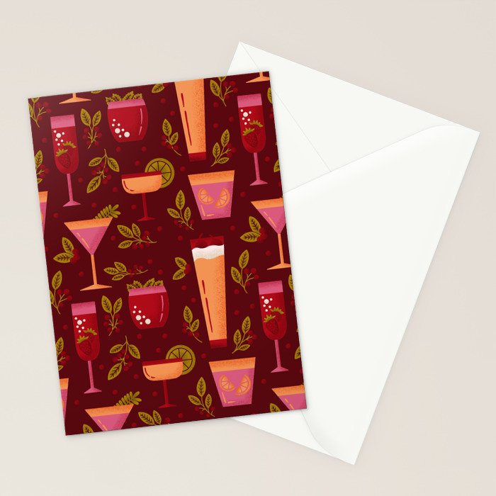 Holiday Drinks Pattern Stationery Card Gallery Image 2