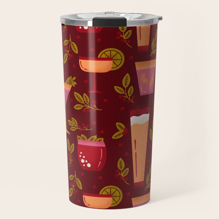 Holiday Drinks Pattern Travel Mug Gallery Image 1