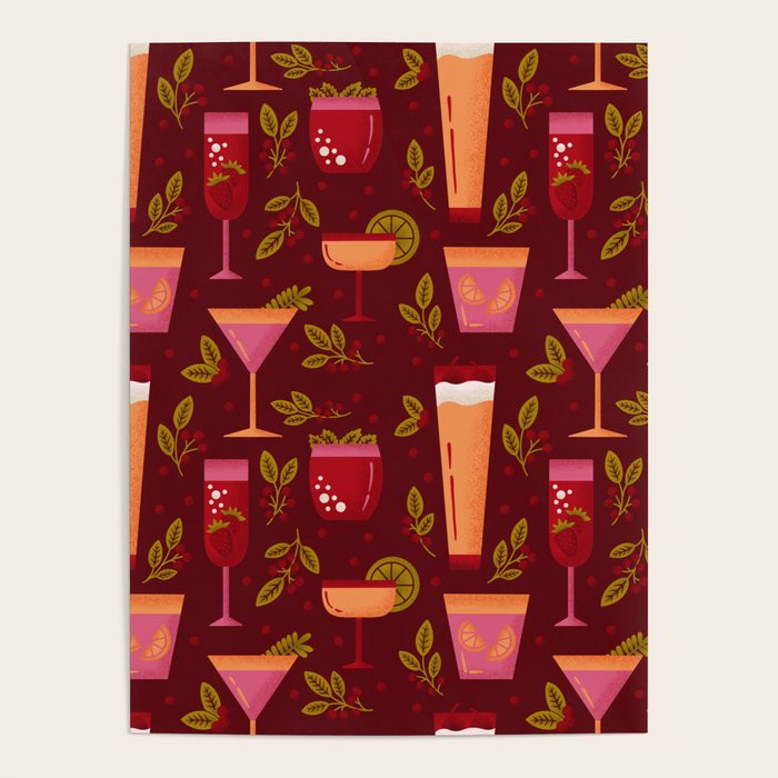 Holiday Drinks Pattern Poster Gallery Image 4