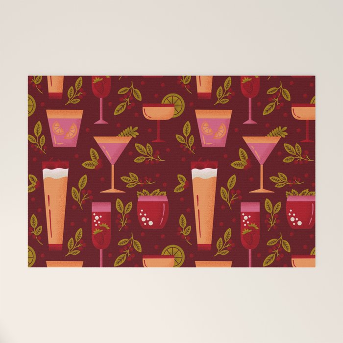 Holiday Drinks Pattern Welcome Mat Gallery Image 1