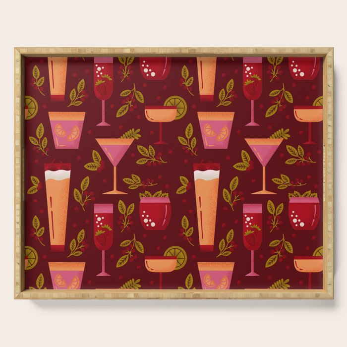 Holiday Drinks Pattern Serving Tray Gallery Image 1