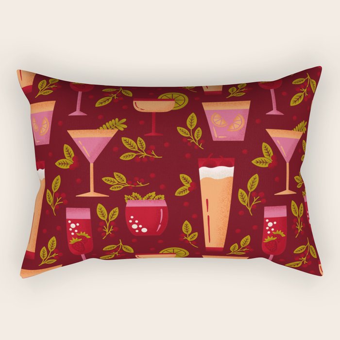 Holiday Drinks Pattern Rectangular Pillow Gallery Image 2