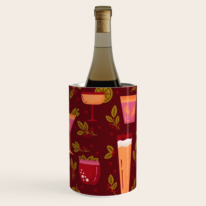 Holiday Drinks Pattern Wine Chiller Gallery Image 1