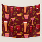 Holiday Drinks Pattern Wall Tapestry Gallery Image 4