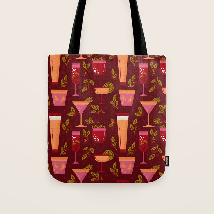Holiday Drinks Pattern Tote Bag Gallery Image 1