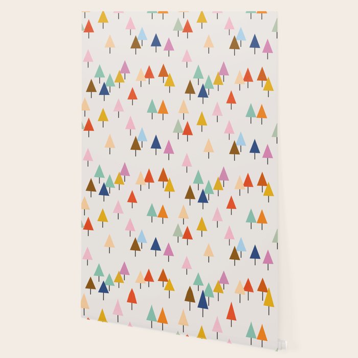 Pastel Triangle Trees: Cozy Winter Vibes with Modern Charm Wallpaper Gallery Image 2