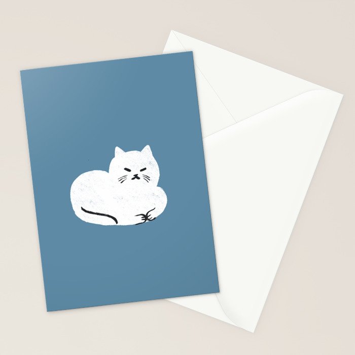Comfy Cat WarmBlue Stationery Card Gallery Image 2
