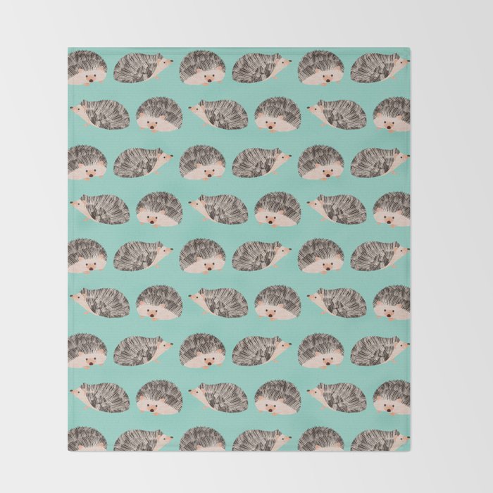 Hedgehog Turquoise Throw Blanket Gallery Image 2
