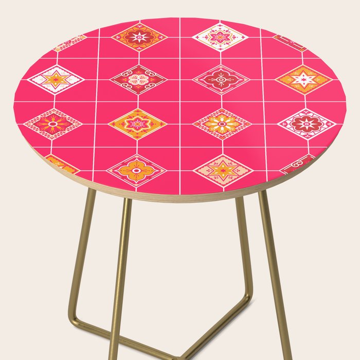 Talavera Mexican Tile - Hot Pink & Orange Palette Side Table Gallery Image 2