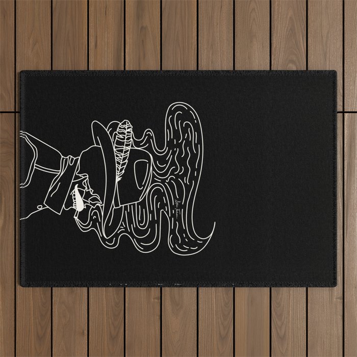 Love or Die Tryin' Cowhand - Black & White Outdoor Rug Gallery Image 1