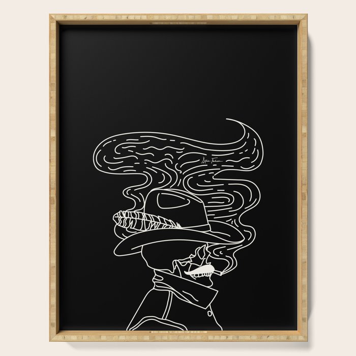 Love or Die Tryin' Cowhand - Black & White Serving Tray Gallery Image 1