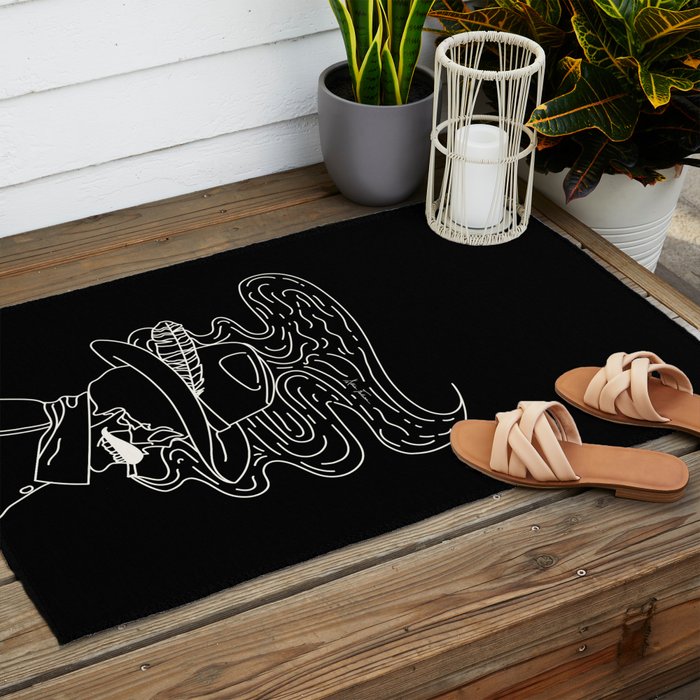 Love or Die Tryin' Cowhand - Black & White Outdoor Rug Gallery Image 2