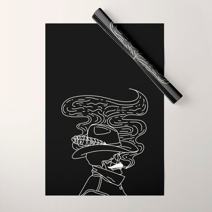 Love or Die Tryin' Cowhand - Black & White Wrapping Paper Gallery Image 1