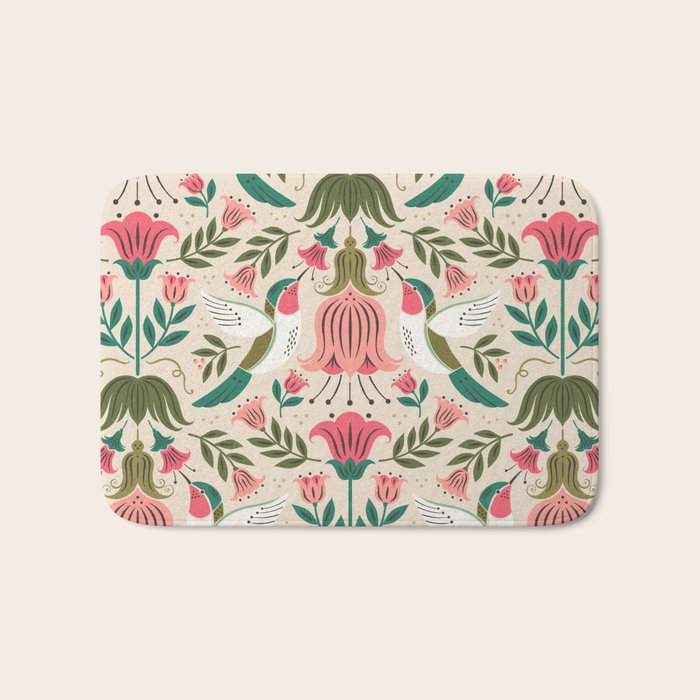 Hummingbirds - Green and Pink Bath Mat Gallery Image 1